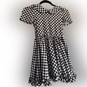 Little Stocking Company Checkered Black and White Kids Dress Size 8